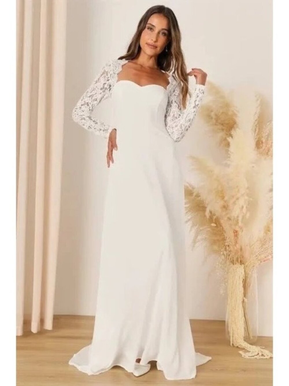 Lulu's Women's Promised Forever Lace Long Sleeve Backless White Size M NWT